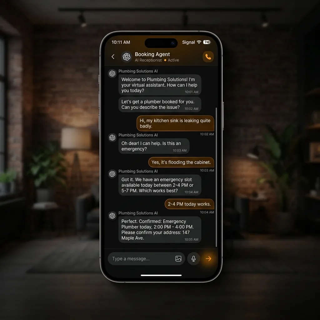 AI Chatbot booking interface on mobile